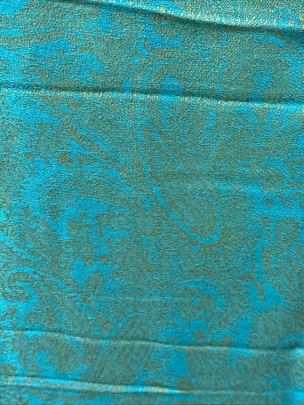 Pashmina Women’s 70 Pashmina 30 Silk Scarf Paisley Pattern Turquoise Olive Green